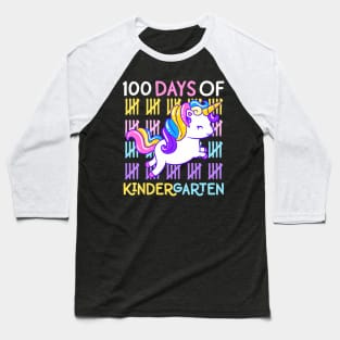 100 Days of Kindergarten Unicorn Teacher Girls Toddler Kids Baseball T-Shirt